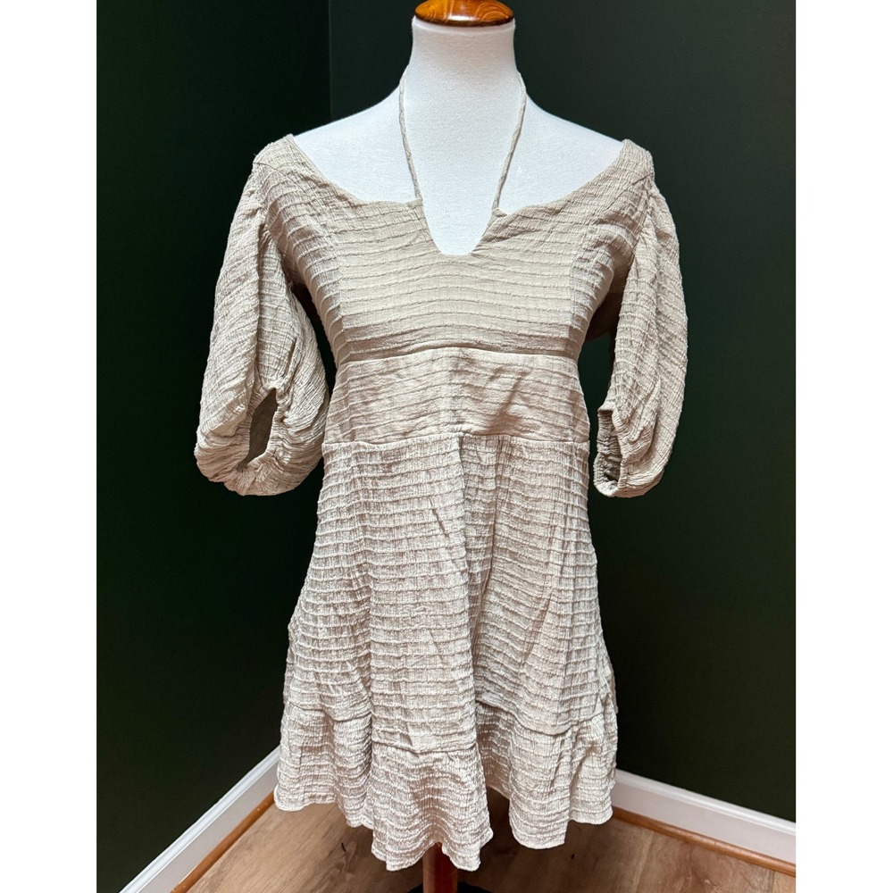 Showpo. Puff‎ Sleeve Open Back Mini Dress Women's Size 10